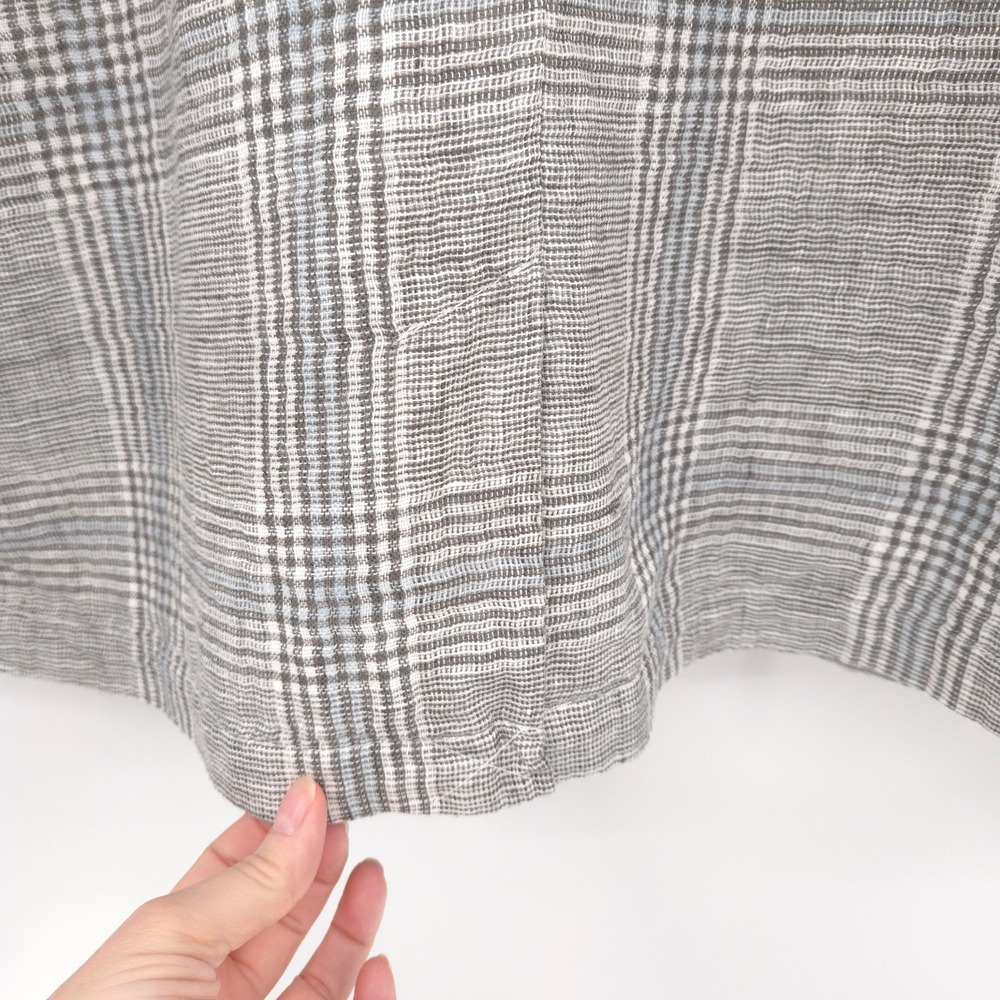 J. Jill linen-blend Blazer Women Medium Grey Plaid Two Button Boyfriend Jacket - Picture 11 of 12